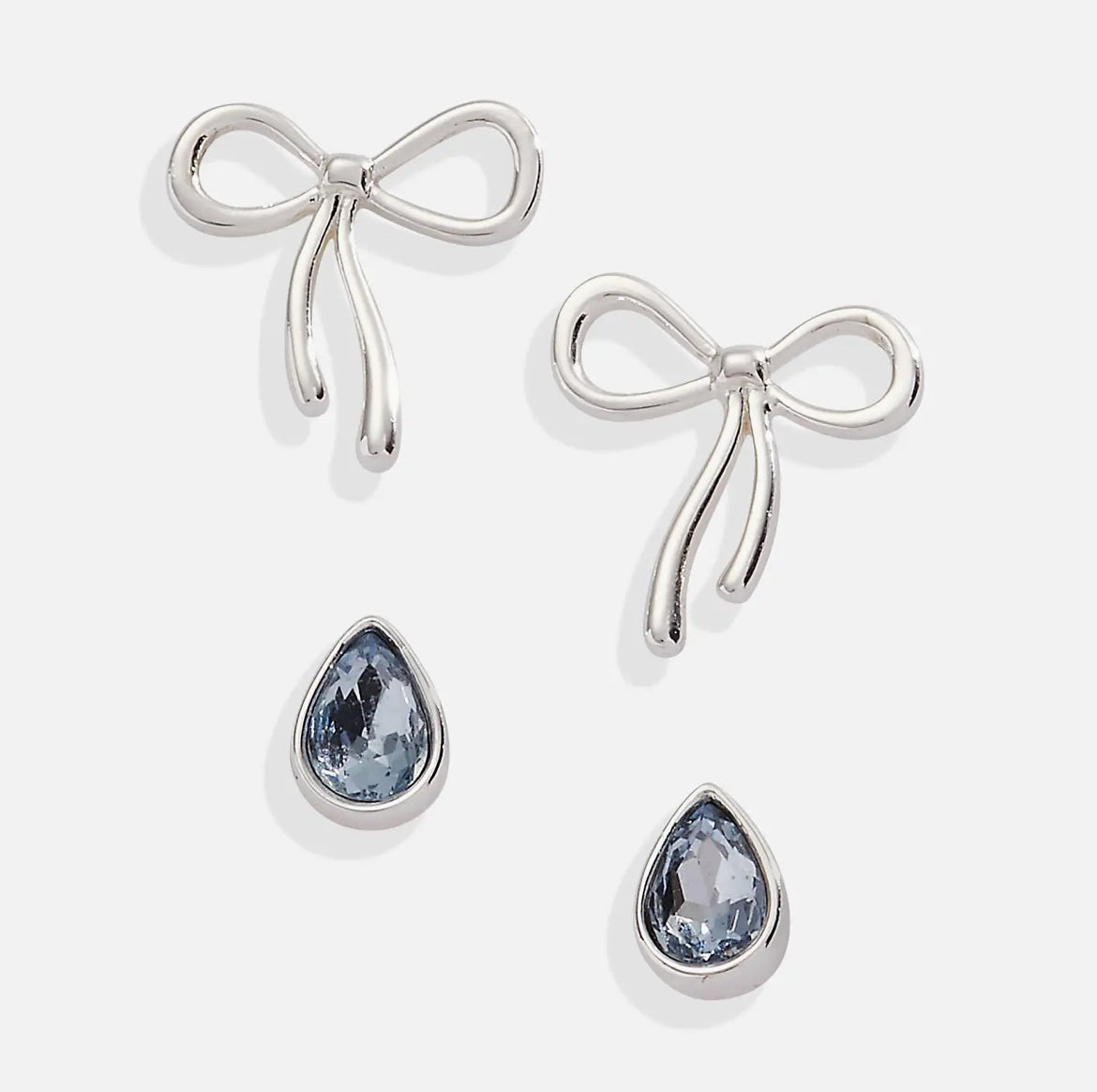 Bow & Teardrop Stud Earring Set
