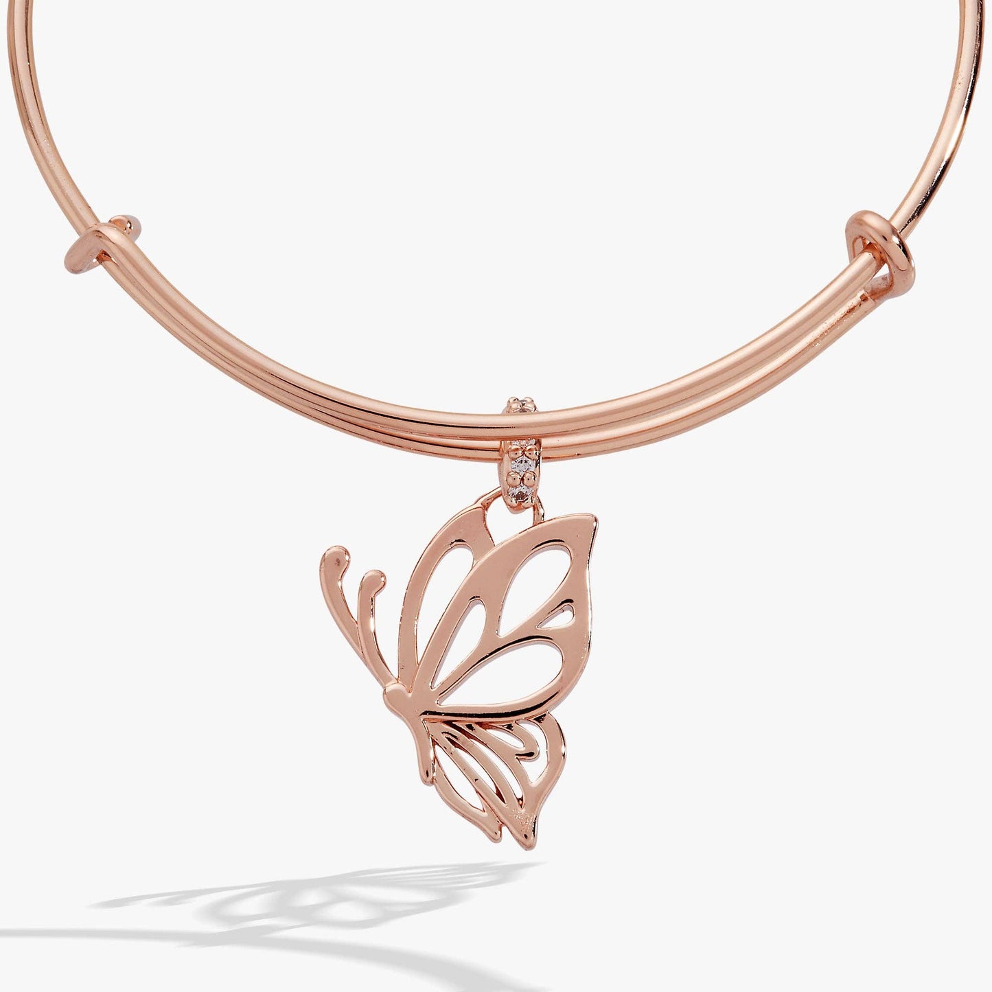 Goliath Butterfly Openwork Bangle: Rose Silver