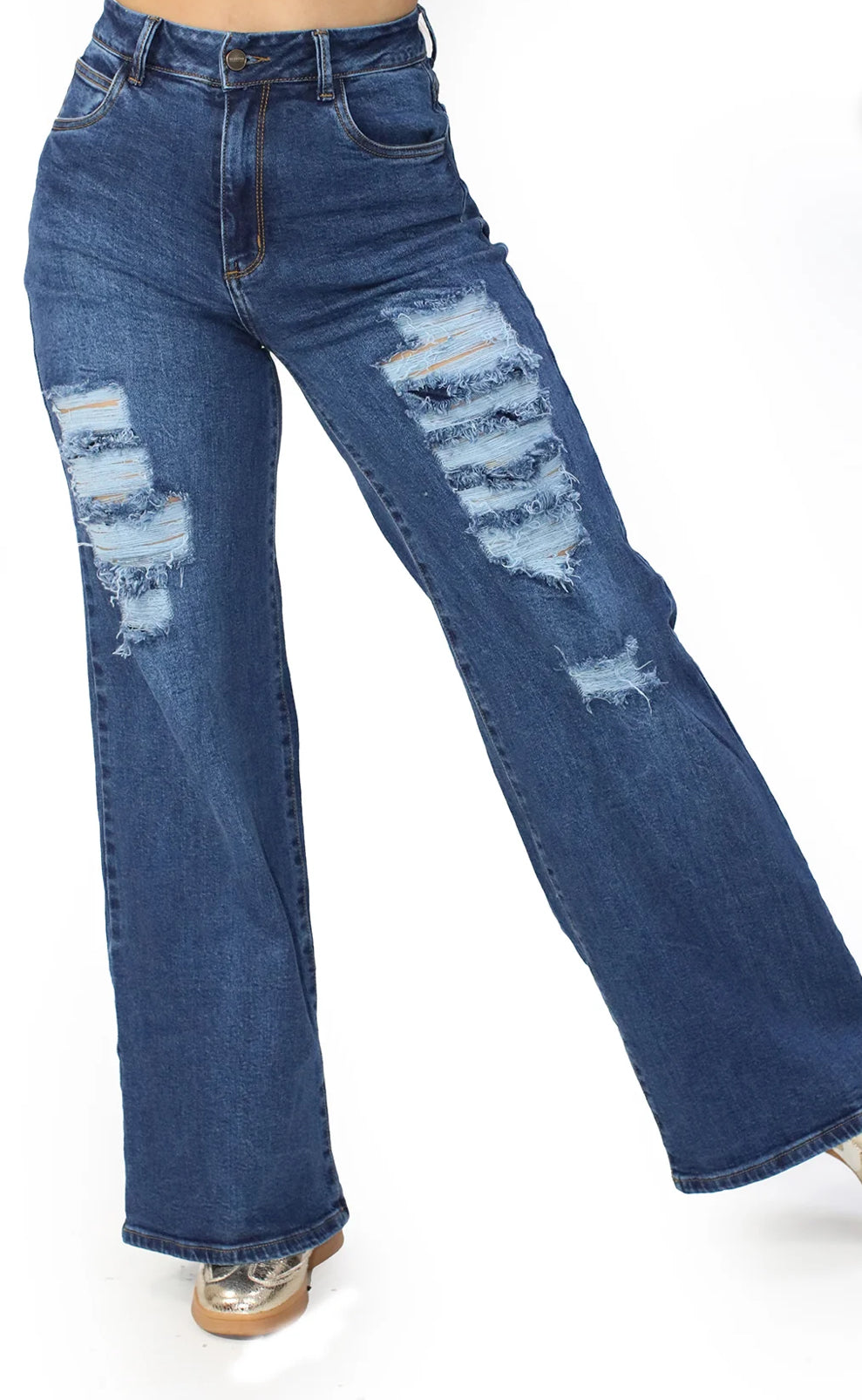 MEDIUM DENIM WIDE LEG JEAN BY SCARCHA