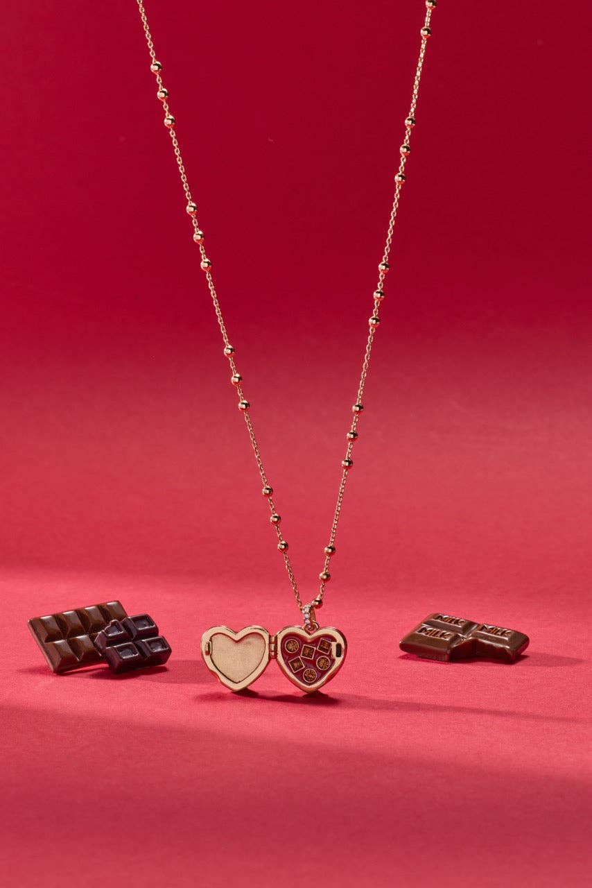Box of Chocolate Locket Necklace: Gold