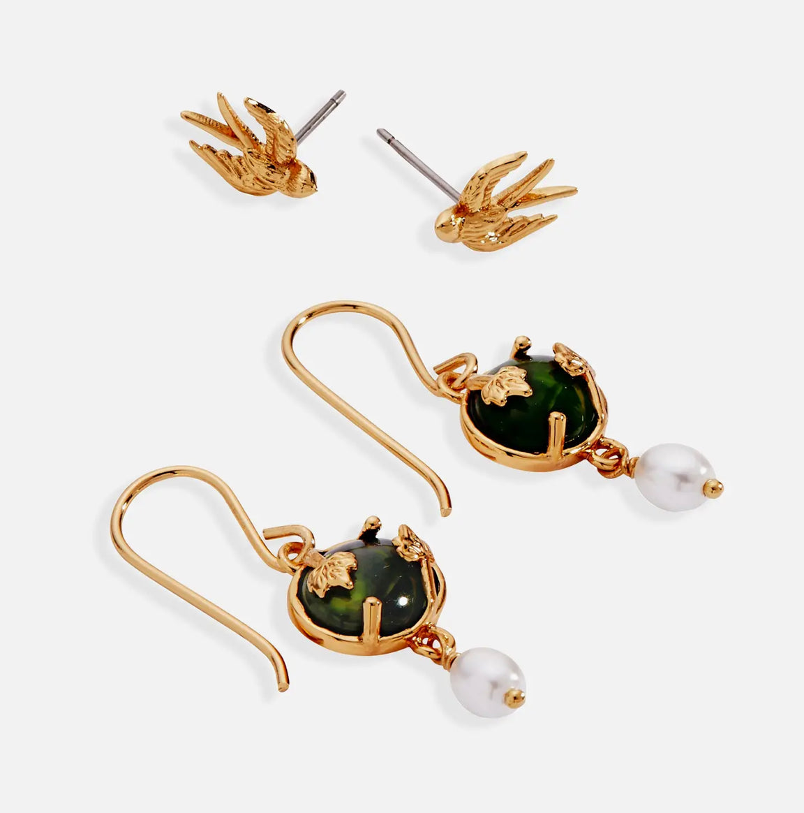 Woodland Swallow Stud & Drop Earring Set of 2