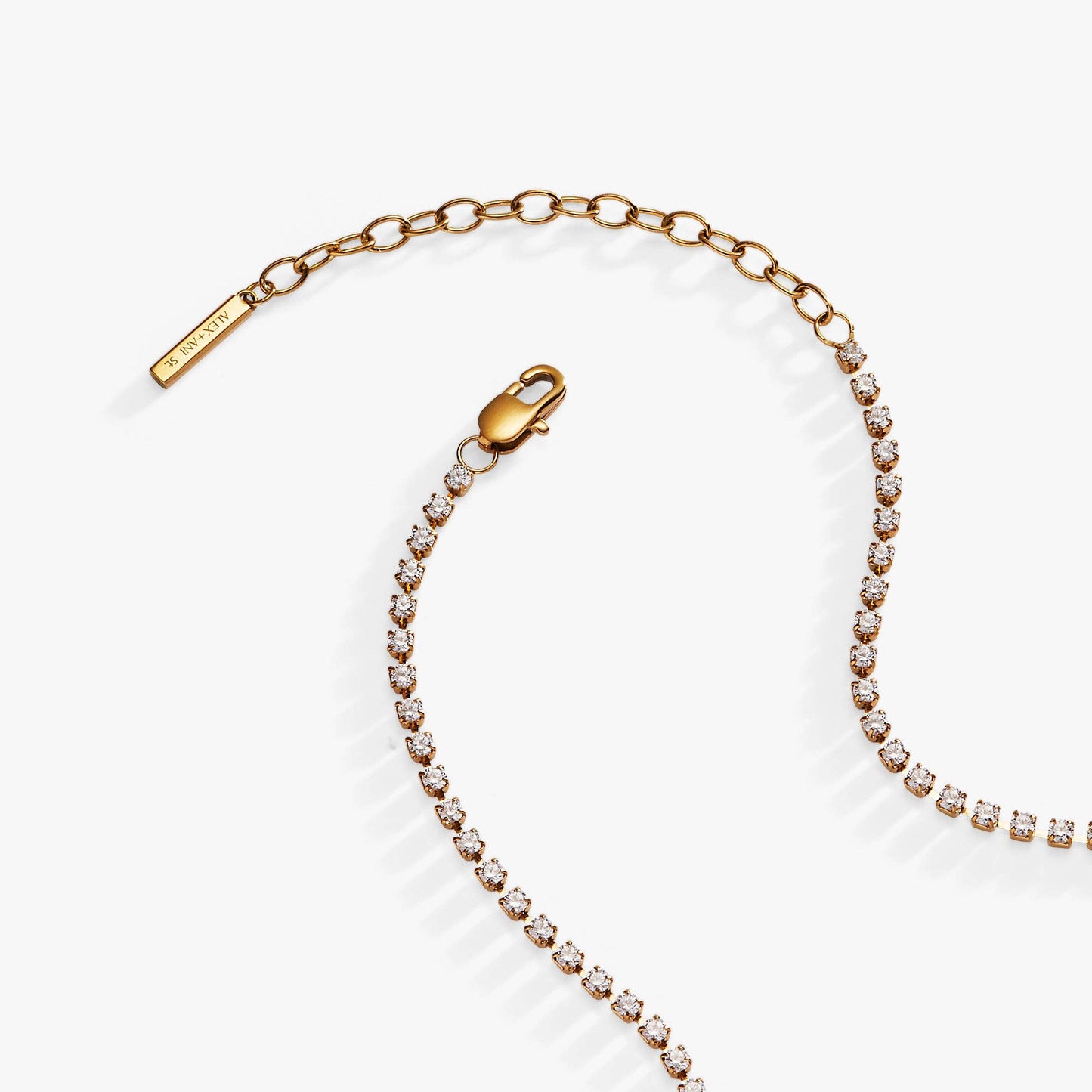 “Bride” Crystal Tennis Necklace: Stainless Steel Gold