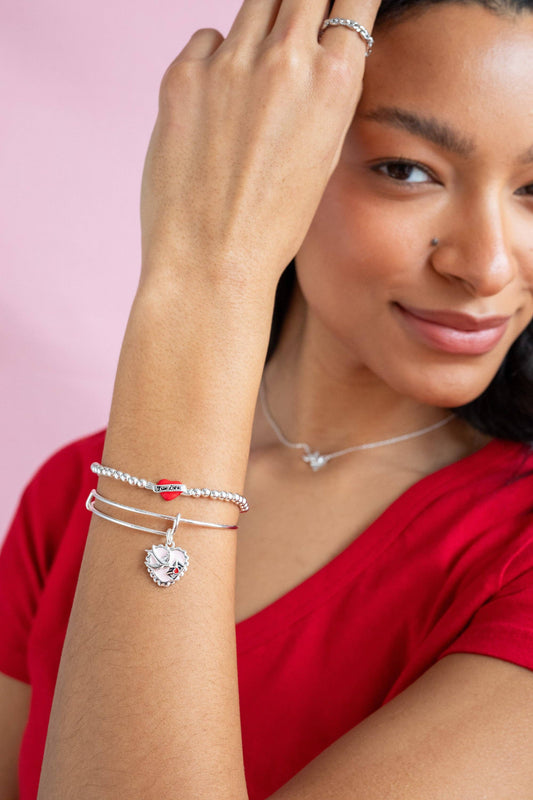 True Love Heart Stretch Bracelet: Silver