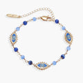 Blue Aventurine Evil Eye Linear Bracelet: Gold