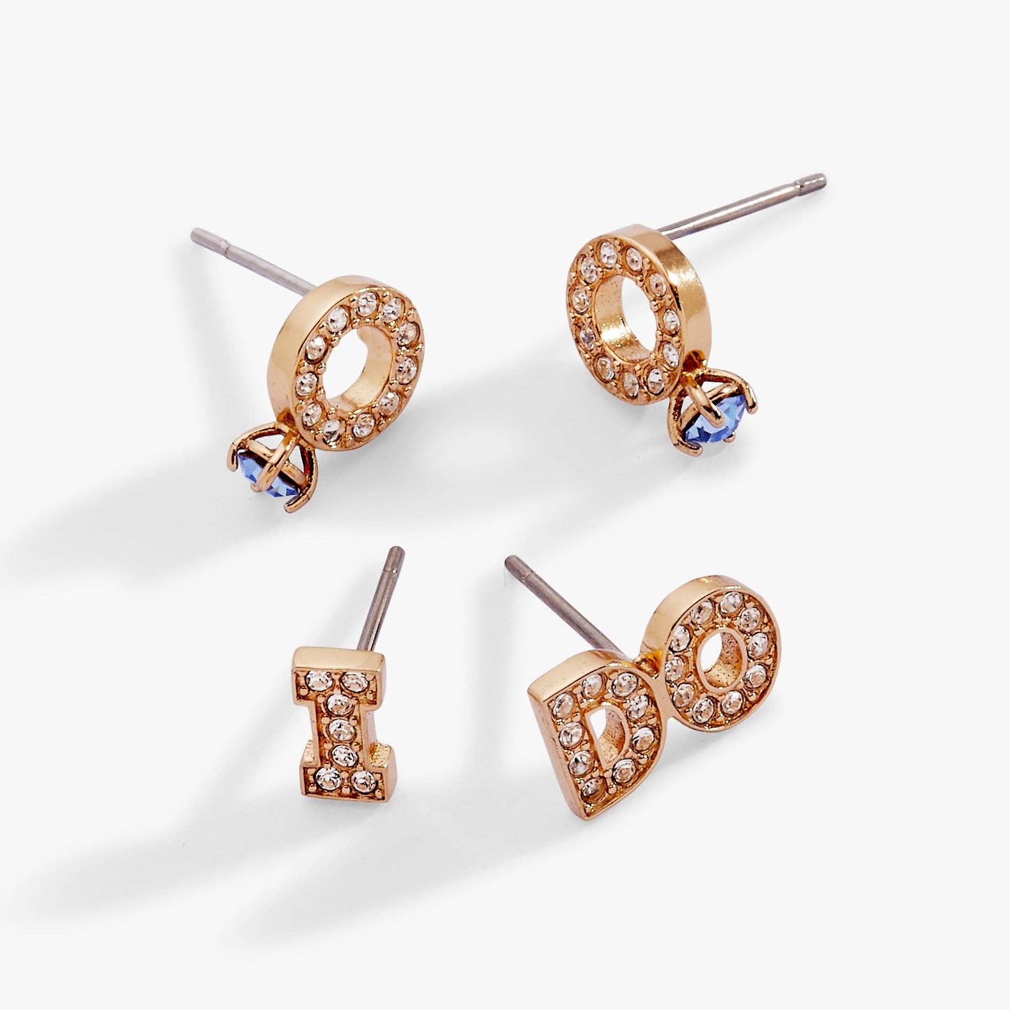 Bridal “I Do” Stud Earring Set of 2: Silver