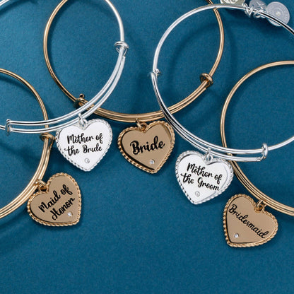 Bride Heart Bangle: Silver