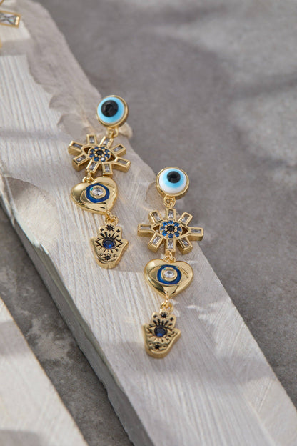 Evil Eye Linear Earring: Gold