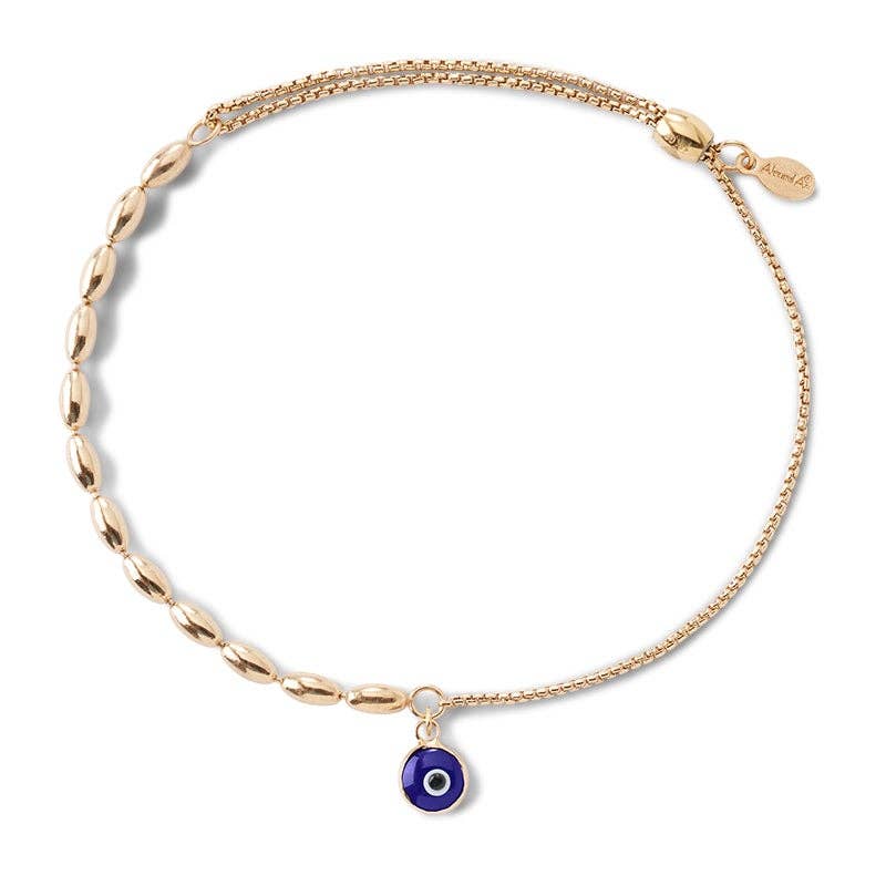 Evil Eye Pull Chain Bracelet: 14kt Gold Over Sterling Silver