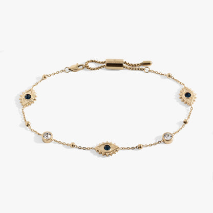 Evil Eye Crystal Anklet: Stainless Steel Silver