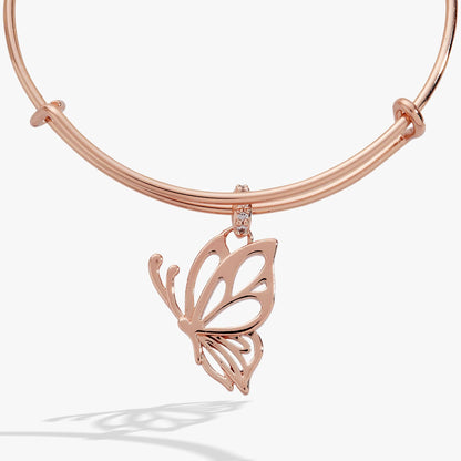 Goliath Butterfly Openwork Bangle: Rose Silver