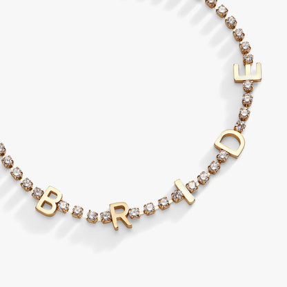 "Bride" Crystal Tennis Bracelet: Stainless Steel Silver