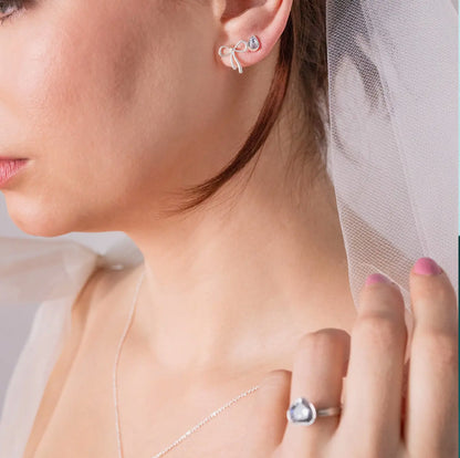 Bow & Teardrop Stud Earring Set