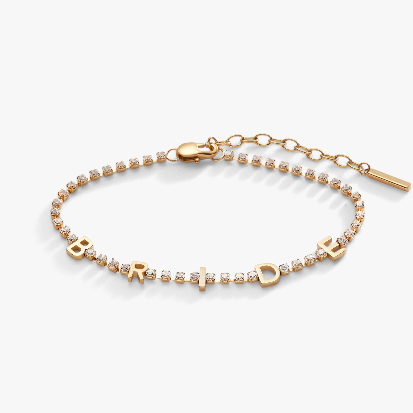 "Bride" Crystal Tennis Bracelet: Stainless Steel Silver