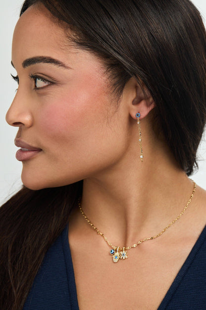 Evil Eye Triple Charm Necklace: Gold