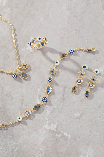 Evil Eye Linear Earring: Gold