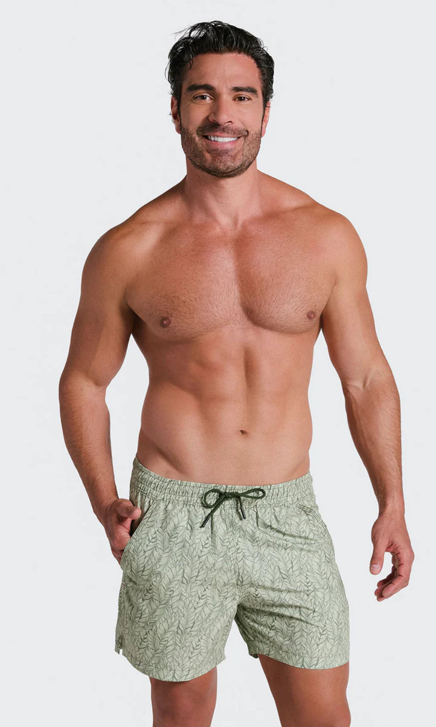 Leo Men's Blue Print Swim Trunks