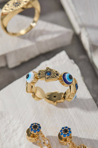 Evil Eye Band Ring: Gold