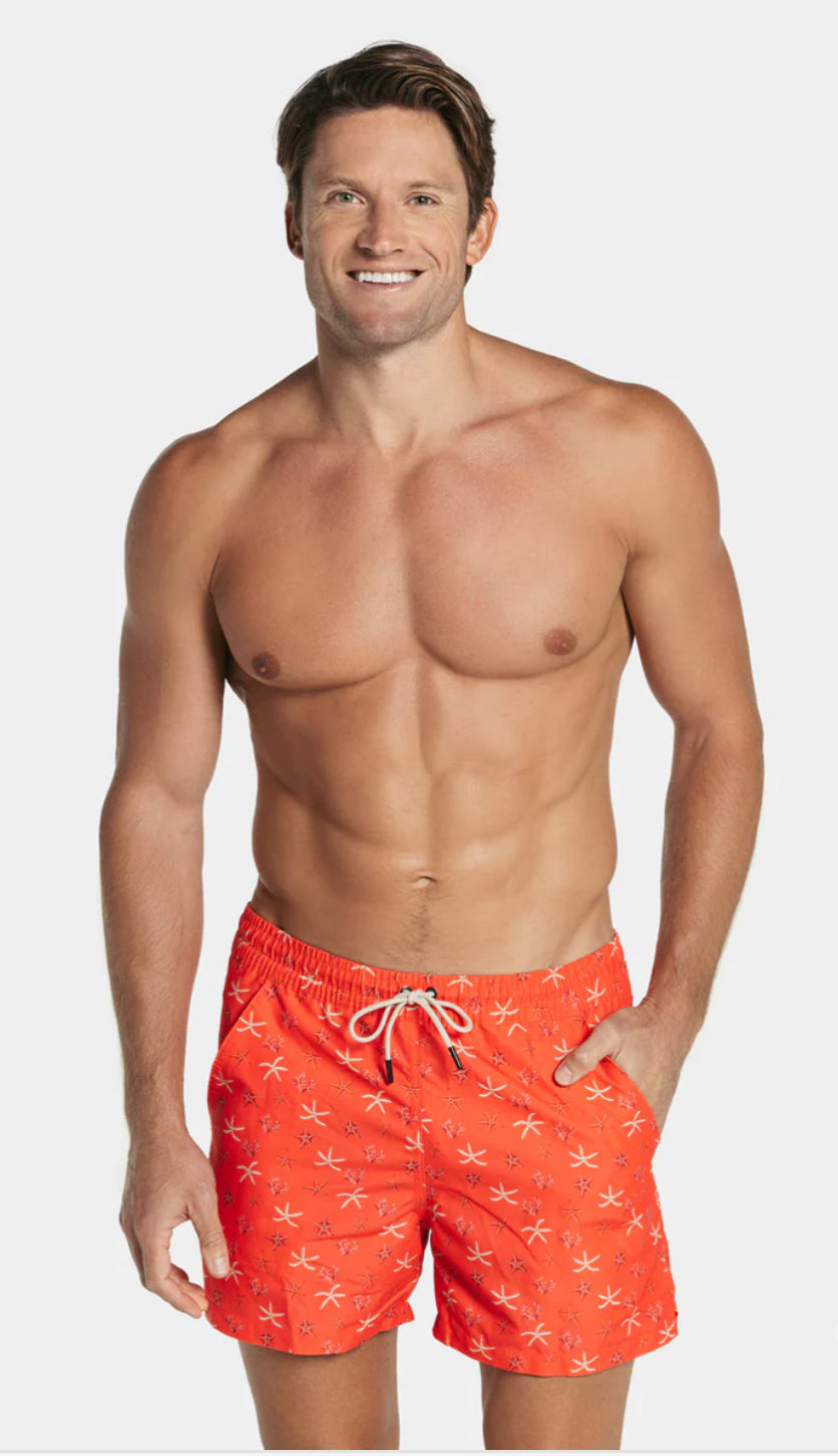 Leo Men's Blue Print Swim Trunks