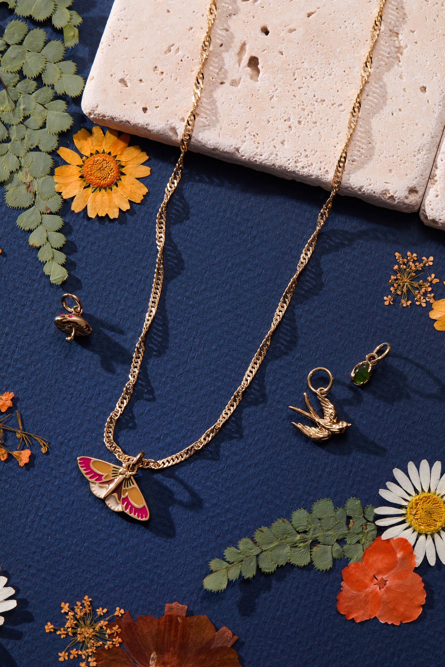 Woodland Moth Charm: Gold
