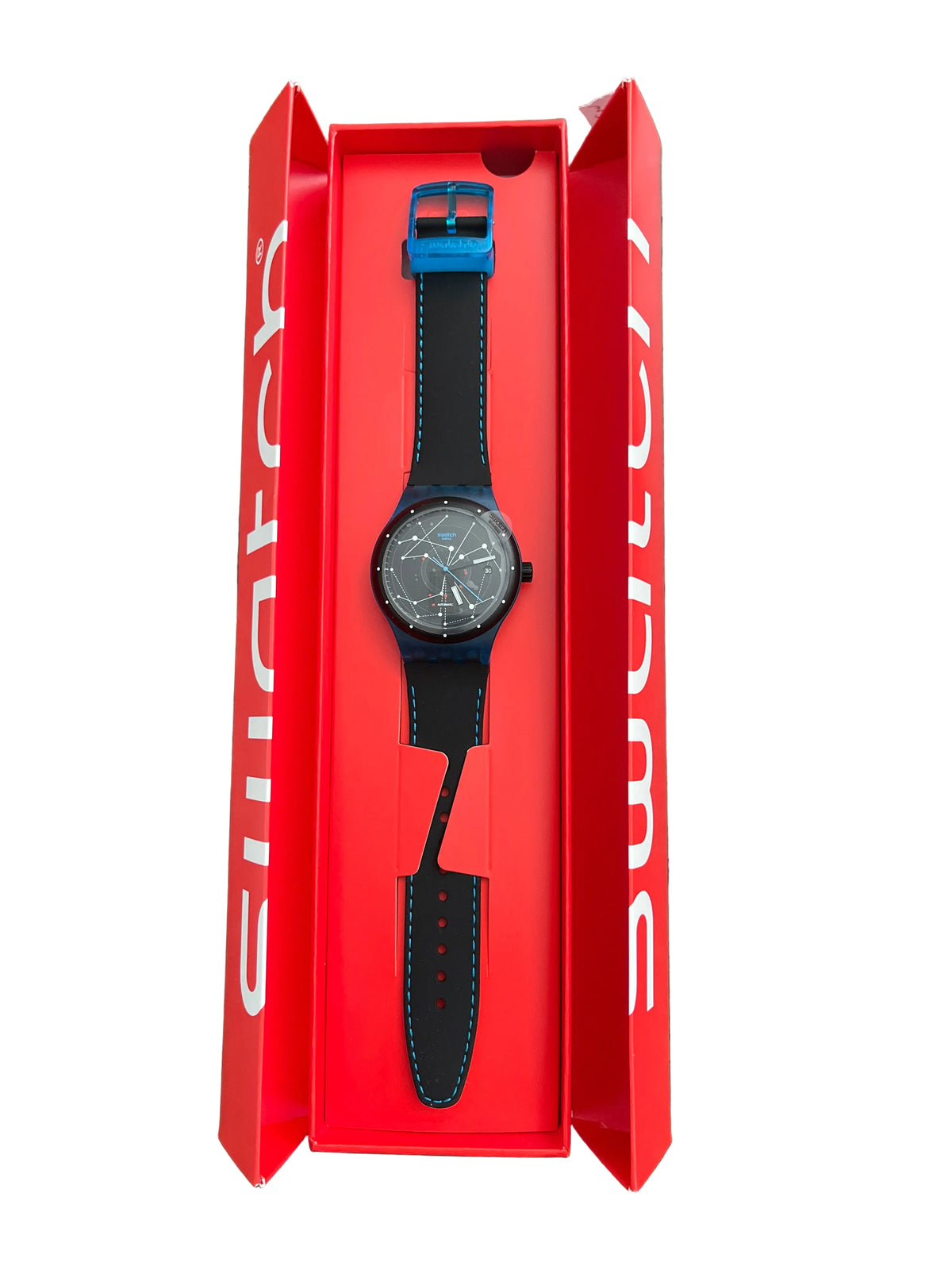 Swatch Sistem51 automatic watch with navy constellation dial