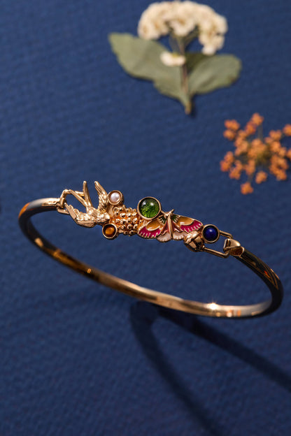 Woodland Gemstone Tension Cuff: Gold