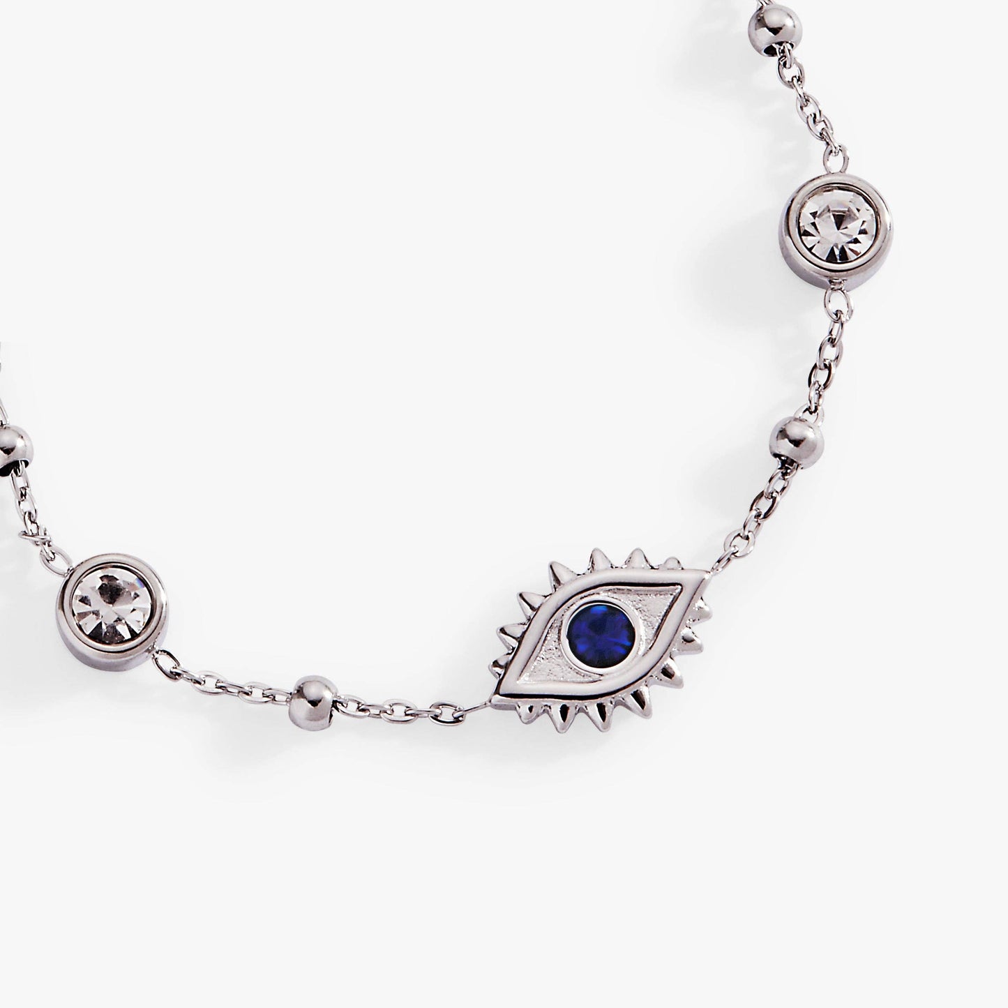 Evil Eye Crystal Stone Chain Bracelet: Stainless Steel Gold