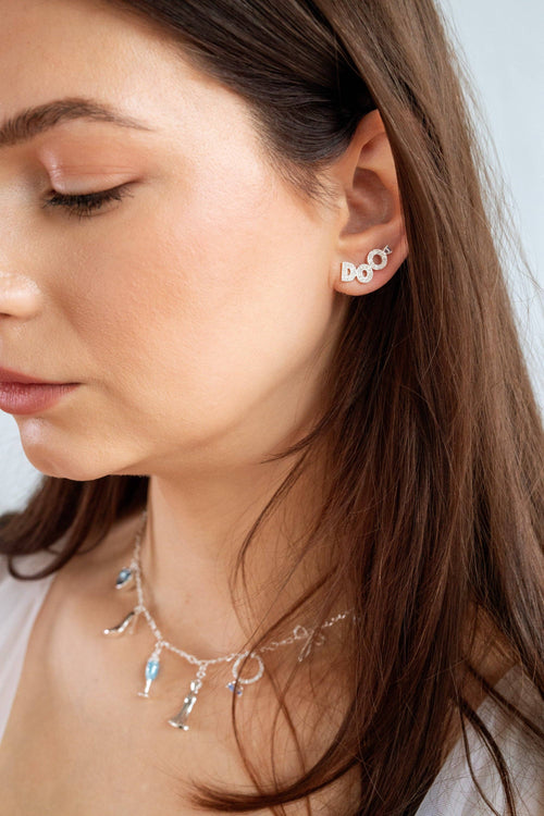 Bridal “I Do” Stud Earring Set of 2: Silver by Alex and Ani - alternate view 2