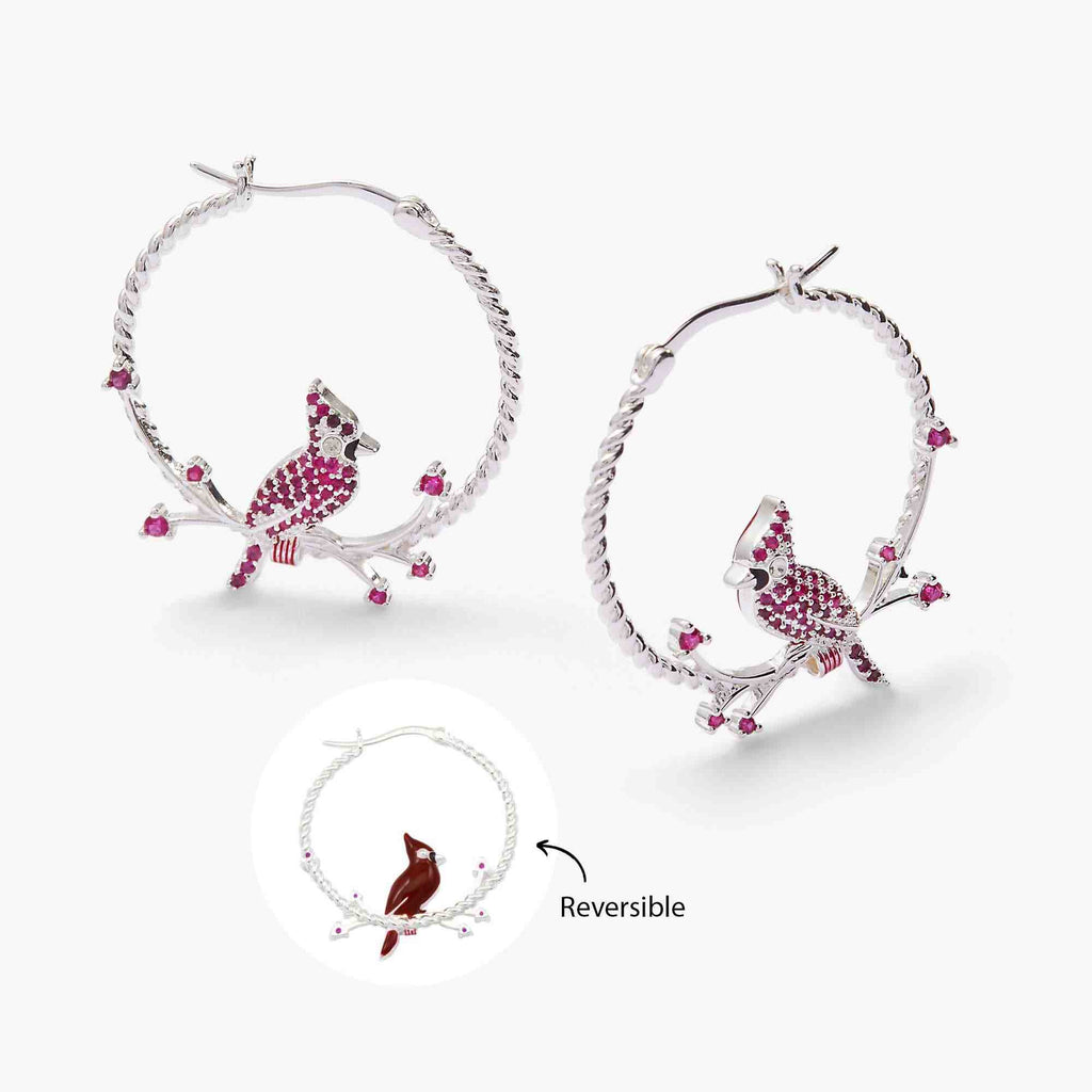 Cardinal Reversible Hoop Earrings: Silver