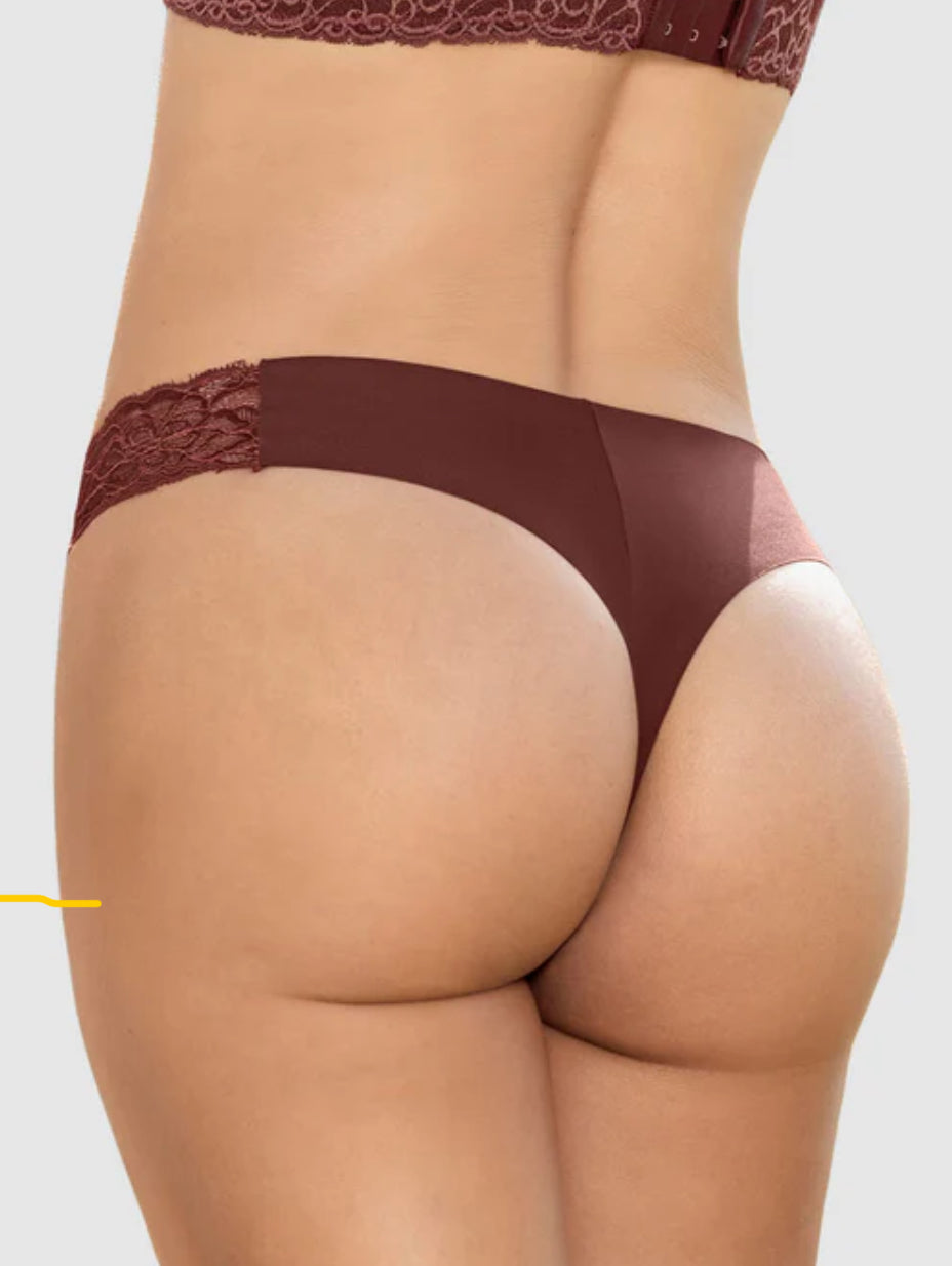 Leonisa Lace Side Seamless Thong Panty