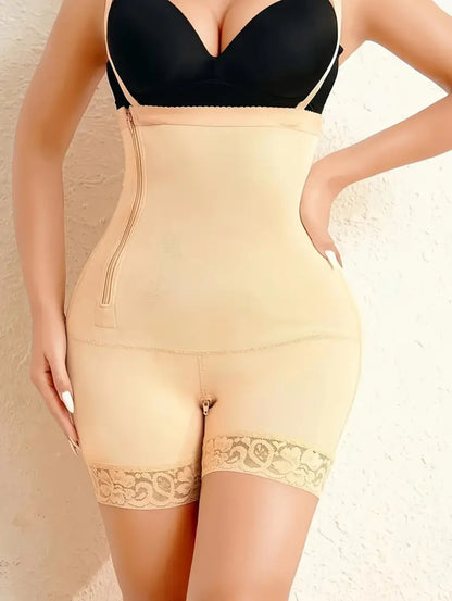 Shapewear with camisole waist, side zipper waistband.