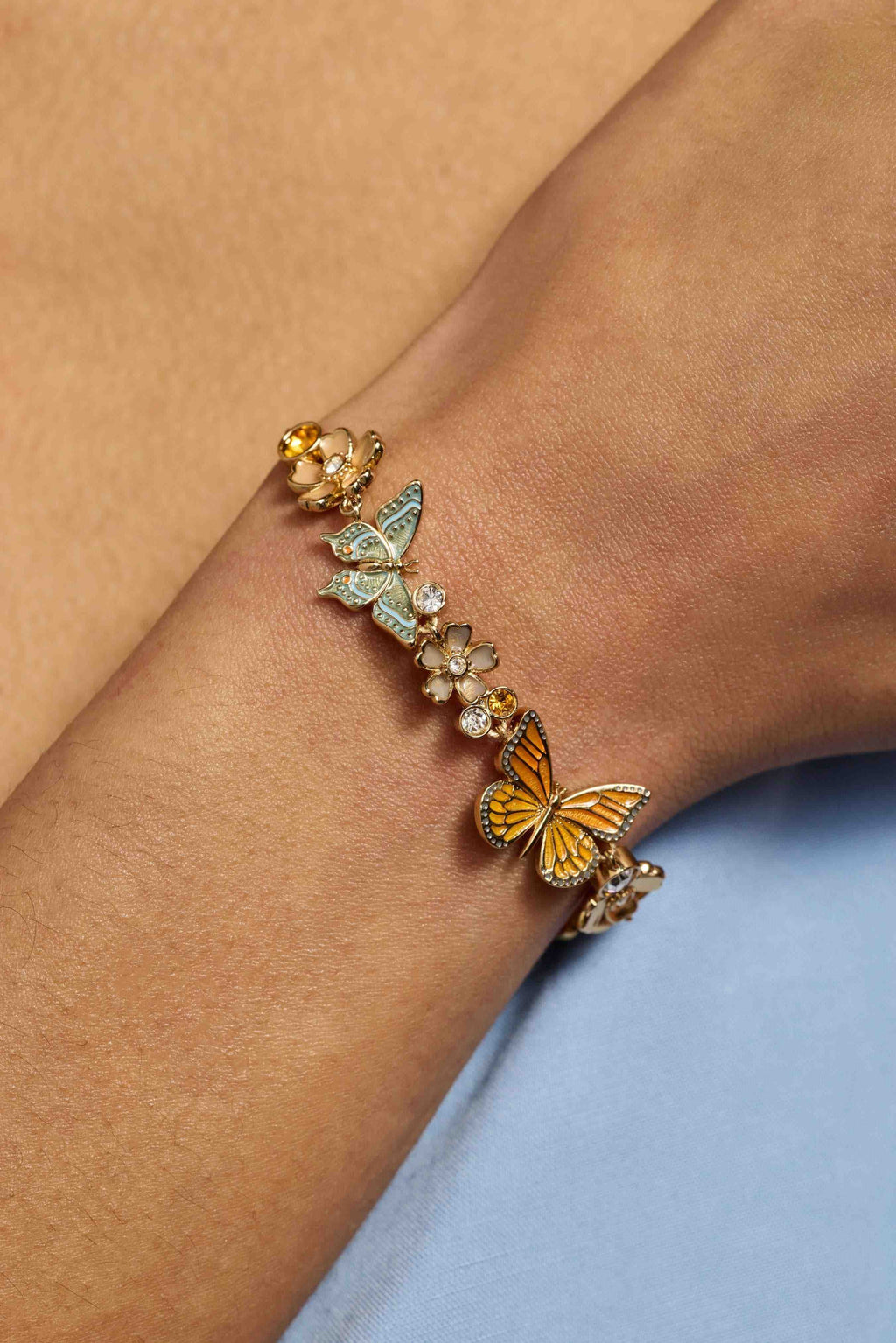 New York Botanical Garden® Butterfly Inline Bolo Bracelet: Gold