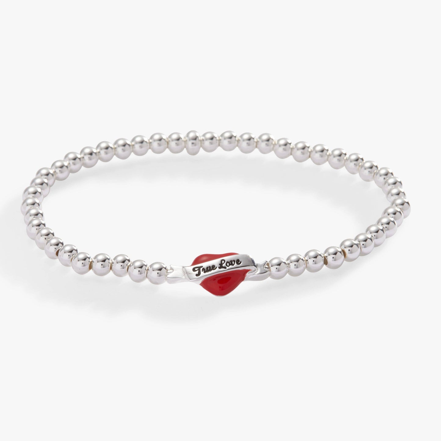 True Love Heart Stretch Bracelet: Silver