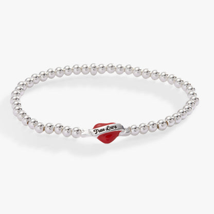 True Love Heart Stretch Bracelet: Silver