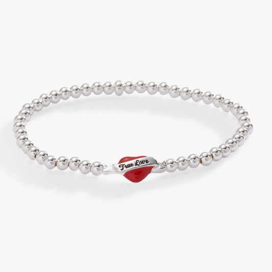 True Love Heart Stretch Bracelet: Silver