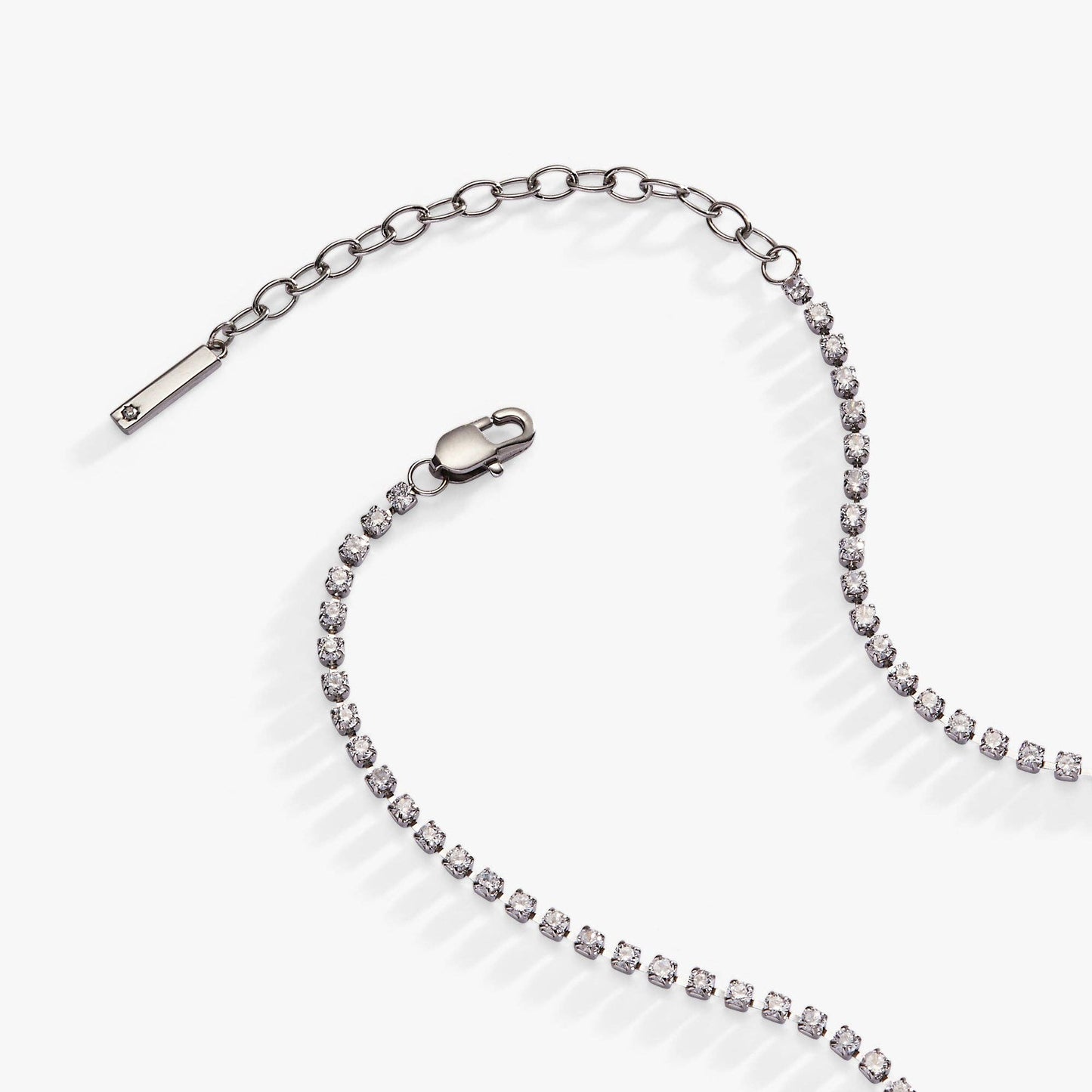 “Bride” Crystal Tennis Necklace: Stainless Steel Gold