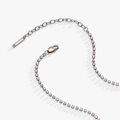 “Bride” Crystal Tennis Necklace: Stainless Steel Gold