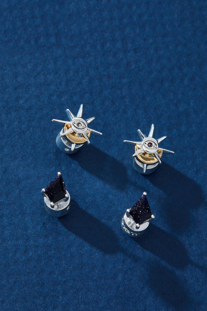 Moon Magic Celestial Earring Set of 2: Two Tone