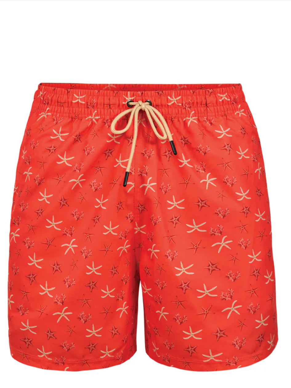 Leo Men's Blue Print Swim Trunks