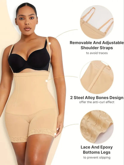 Shapewear with camisole waist, side zipper waistband.