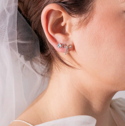 Bow & Teardrop Stud Earring Set