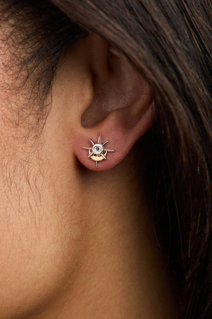 Moon Magic Celestial Earring Set of 2: Two Tone