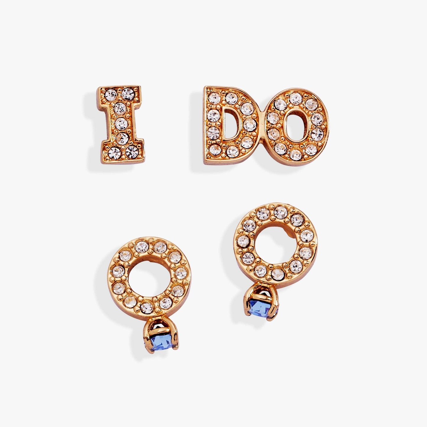 Bridal “I Do” Stud Earring Set of 2: Silver