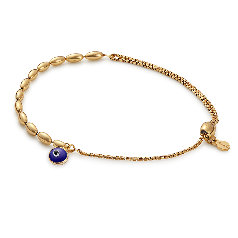 Evil Eye Pull Chain Bracelet: 14kt Gold Over Sterling Silver
