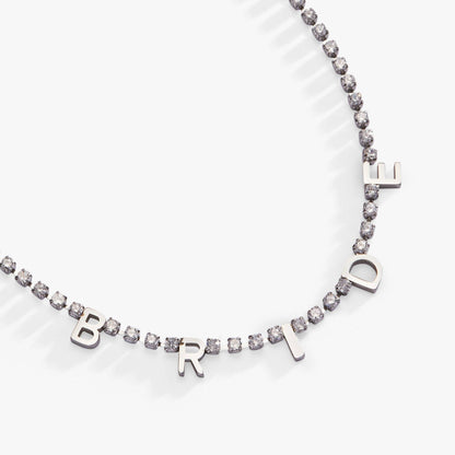 “Bride” Crystal Tennis Necklace: Stainless Steel Gold