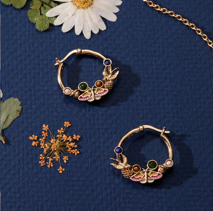 Woodland Gemstone Hoop Earrings