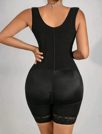 Shapewear High-waist Corset Trainer Lace paneling design Nylon/Elastic Fiber blend withBoning effects posture correction