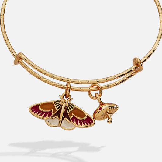 Woodland Moth & Mushroom Duo Charm Bangle