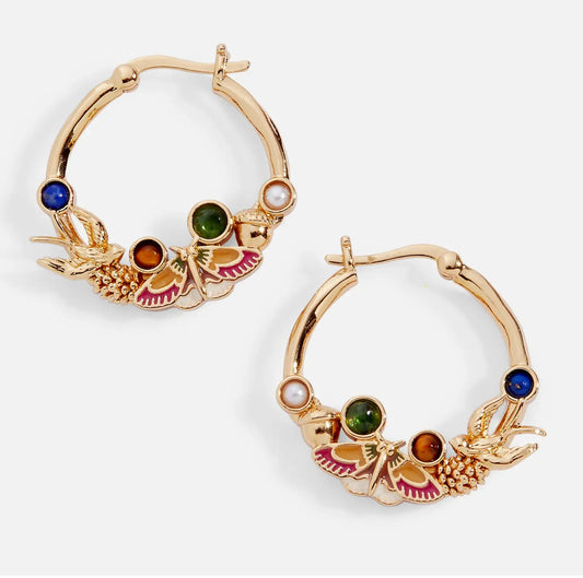 Woodland Gemstone Hoop Earrings