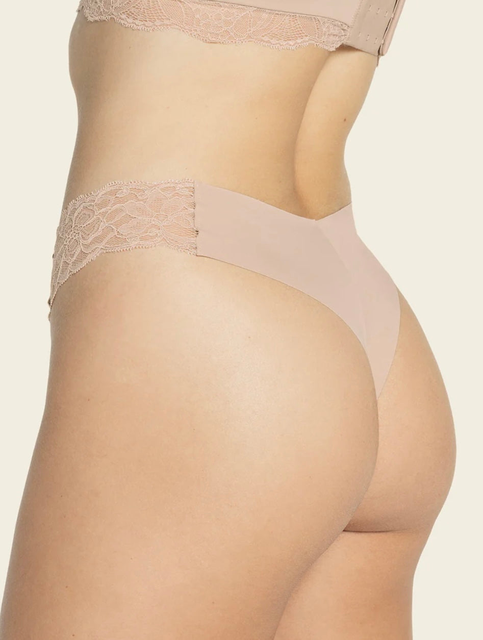 Leonisa Lace Side Seamless Thong Panty