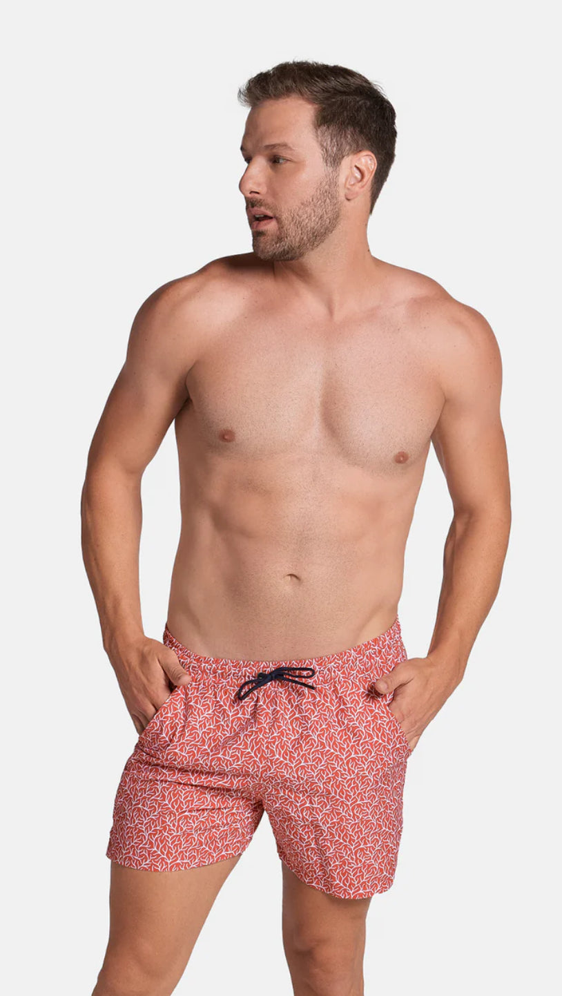 Leo Men's Blue Print Swim Trunks